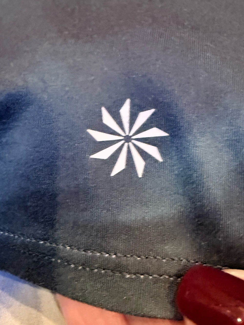 Athleta Medium Sports Bra Tie Dye Blue Gray Longline Crop Athletic Top. GUC - Picture 4 of 11